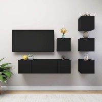 vidaXL 6 Piece TV Stand Set Black Engineered Wood