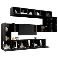 vidaXL 10 Piece TV Stand Set Black Engineered Wood