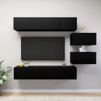 vidaXL 6 Piece TV Stand Set Black Engineered Wood