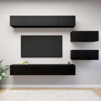 vidaXL 6 Piece TV Stand Set Black Engineered Wood