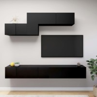 vidaXL 6 Piece TV Stand Set Black Engineered Wood