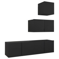 vidaXL 4 Piece TV Stand Set Black Engineered Wood