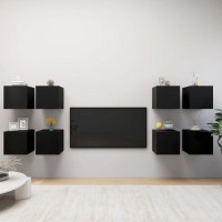 Vidaxl Wall Mounted Tv Cabinets 8 Pcs Black 12X11.8X11.8