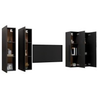 Vidaxl Tv Cabinets 4 Pcs Black 12X11.8X43.3 Engineered Wood