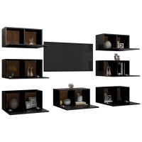 vidaXL TV Stands 7 Pcs Black 12