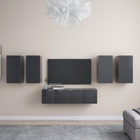 vidaXL 6 Piece TV Stand Set Gray Engineered Wood