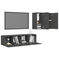 vidaXL 4 Piece TV Stand Set Gray Engineered Wood