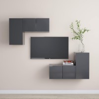 vidaXL 4 Piece TV Stand Set Gray Engineered Wood