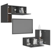 vidaXL 4 Piece TV Stand Set Gray Engineered Wood