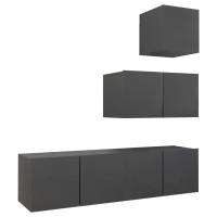 vidaXL 4 Piece TV Stand Set Gray Engineered Wood