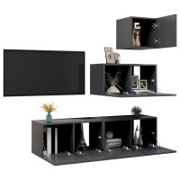 vidaXL 4 Piece TV Stand Set Gray Engineered Wood