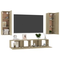 vidaXL 4 Piece TV Stand Set Sonoma Oak Engineered Wood