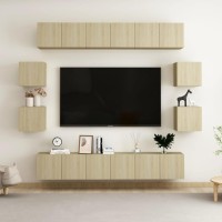 vidaXL 10 Piece TV Stand Set Sonoma Oak Engineered Wood