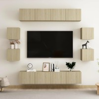 vidaXL 8 Piece TV Stand Set Sonoma Oak Engineered Wood