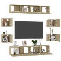 vidaXL 8 Piece TV Stand Set Sonoma Oak Engineered Wood