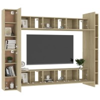 vidaXL 10 Piece TV Stand Set Sonoma Oak Engineered Wood