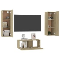 vidaXL 3 Piece TV Stand Set Sonoma Oak Engineered Wood