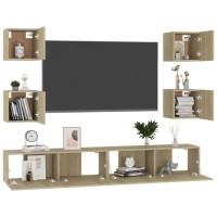 vidaXL 6 Piece TV Stand Set Sonoma Oak Engineered Wood