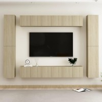 vidaXL 10 Piece TV Stand Set Sonoma Oak Engineered Wood