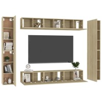 vidaXL 10 Piece TV Stand Set Sonoma Oak Engineered Wood