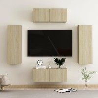 vidaXL 4 Piece TV Stand Set Sonoma Oak Engineered Wood