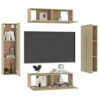 vidaXL 4 Piece TV Stand Set Sonoma Oak Engineered Wood