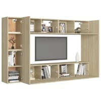 vidaXL 8 Piece TV Stand Set Sonoma Oak Engineered Wood