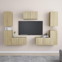 vidaXL 7 Piece TV Stand Set Sonoma Oak Engineered Wood