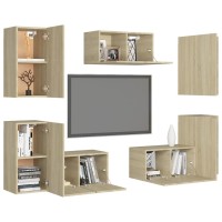 vidaXL 7 Piece TV Stand Set Sonoma Oak Engineered Wood