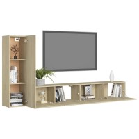 vidaXL 3 Piece TV Stand Set Sonoma Oak Engineered Wood