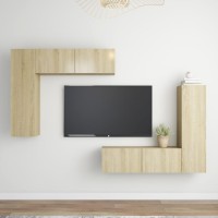 vidaXL 4 Piece TV Stand Set Sonoma Oak Engineered Wood