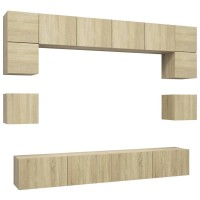 vidaXL 8 Piece TV Stand Set Sonoma Oak Engineered Wood