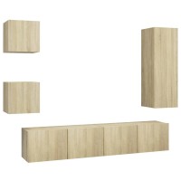 vidaXL 5 Piece TV Stand Sets Sonoma Oak Engineered Wood