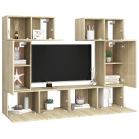 vidaXL 6 Piece TV Stand Set Sonoma Oak Engineered Wood