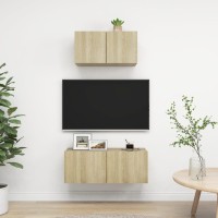 vidaXL 2 Piece TV Stand Set Sonoma Oak Engineered Wood