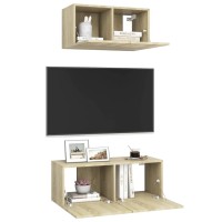 vidaXL 2 Piece TV Stand Set Sonoma Oak Engineered Wood