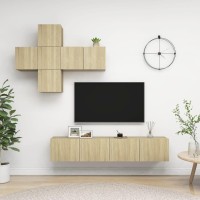 vidaXL 7 Piece TV Stand Set Sonoma Oak Engineered Wood