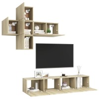 vidaXL 7 Piece TV Stand Set Sonoma Oak Engineered Wood