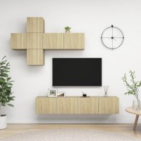 vidaXL 7 Piece TV Stand Set Sonoma Oak Engineered Wood