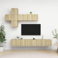 vidaXL 7 Piece TV Stand Set Sonoma Oak Engineered Wood