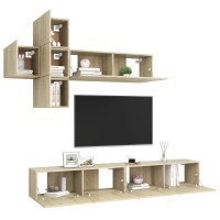 vidaXL 7 Piece TV Stand Set Sonoma Oak Engineered Wood