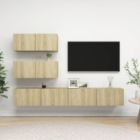 vidaXL 4 Piece TV Stand Set Sonoma Oak Engineered Wood