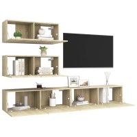 vidaXL 4 Piece TV Stand Set Sonoma Oak Engineered Wood