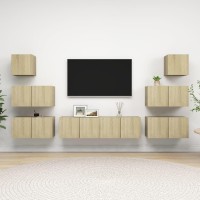 vidaXL 8 Piece TV Stand Set Sonoma Oak Engineered Wood