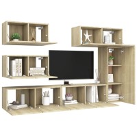 vidaXL 6 Piece TV Stand Set Sonoma Oak Engineered Wood