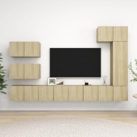 vidaXL 8 Piece TV Stand Set Sonoma Oak Engineered Wood