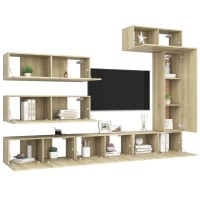 vidaXL 7 Piece TV Stand Set Sonoma Oak Engineered Wood