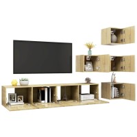 vidaXL 6 Piece TV Stand Set Sonoma Oak Engineered Wood