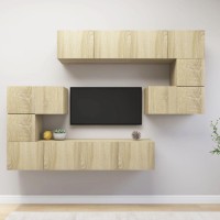 vidaXL 8 Piece TV Stand Set Sonoma Oak Engineered Wood