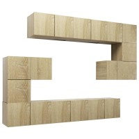 vidaXL 10 Piece TV Stand Set Sonoma Oak Engineered Wood